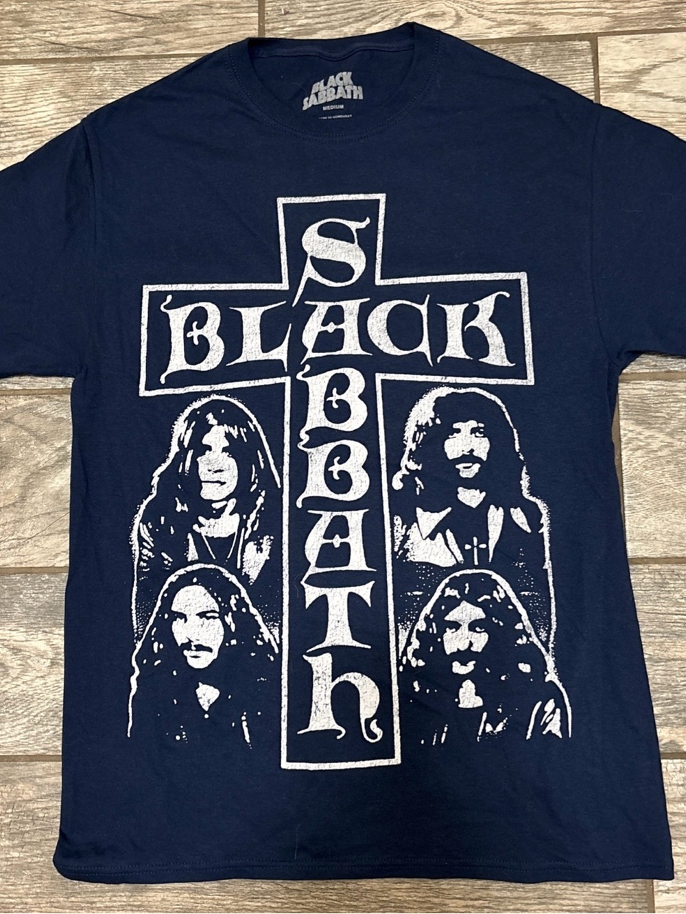 Black Sabbath OZZY 70's metal band M black on dark blue NEW T-shirt 100% cotton